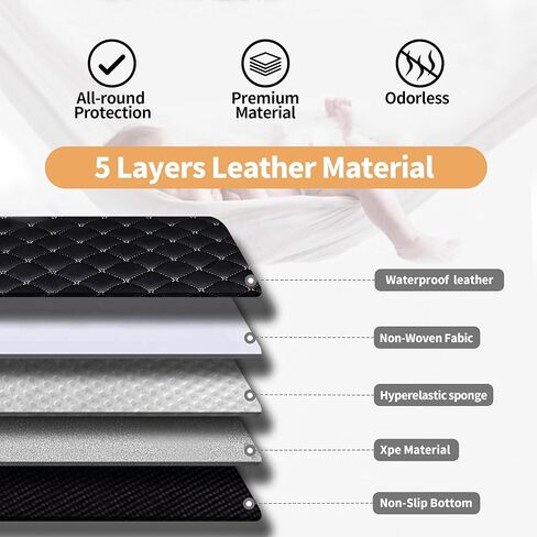 Cargo Liner & Backrest Mat Fit for 2017-2024 Nissan Armada / 11-13 Infiniti QX56 / 2014-2024 QX80 (2nd & 3rd Rows) : All Weather Pu Leather Trunk Mat Protector Waterproof Cargo Liner in Saudi Arabia