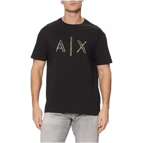 Armani Exchange Men's A | X Lig Logo T-Shirt Black and Gold T-Shirt in Saudi Arabia
