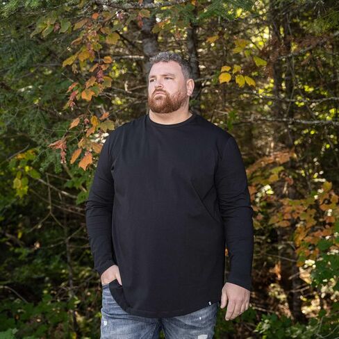 STRONGSIZE Men's Big and Tall Long Sleeve Shirts – Longer Length Long Sleeve Crewneck T-Shirt in Kuwait