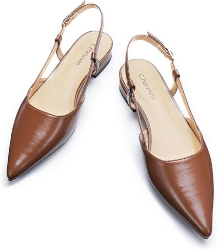 C.Paravano المرأة Slingback الشقق وأشار اصبع القدم Slingback الشقق للنساء Slingback الشقق للنساء Slingback الصنادل قابل للتعديل الكاحل حزام الأحذية in Kuwait
