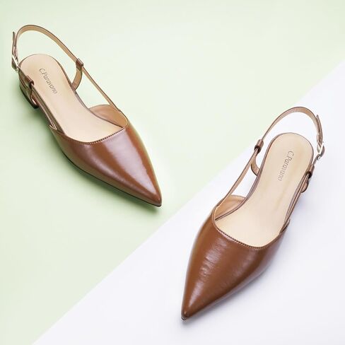 C.Paravano المرأة Slingback الشقق وأشار اصبع القدم Slingback الشقق للنساء Slingback الشقق للنساء Slingback الصنادل قابل للتعديل الكاحل حزام الأحذية in Kuwait
