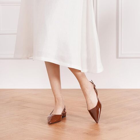 C.Paravano المرأة Slingback الشقق وأشار اصبع القدم Slingback الشقق للنساء Slingback الشقق للنساء Slingback الصنادل قابل للتعديل الكاحل حزام الأحذية in Kuwait