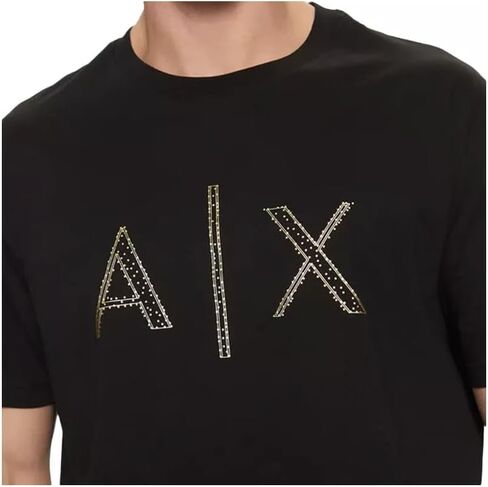 Armani Exchange Men's A|x Large Logo Black and Gold T-Shirt in Saudi Arabia