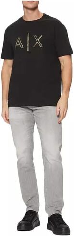 Armani Exchange Men's A|x Large Logo Black and Gold T-Shirt in Saudi Arabia