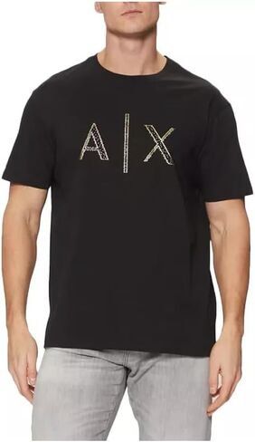 Armani Exchange Men's A|x Large Logo Black and Gold T-Shirt in Saudi Arabia