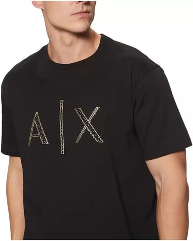 Armani Exchange Men's A|x Large Logo Black and Gold T-Shirt in Saudi Arabia