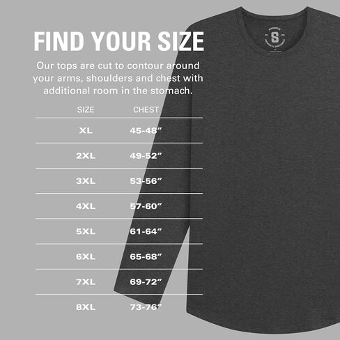 STRONGSIZE Men's Big and Tall Long Sleeve Shirts – Longer Length Long Sleeve Crewneck T-Shirt in Kuwait