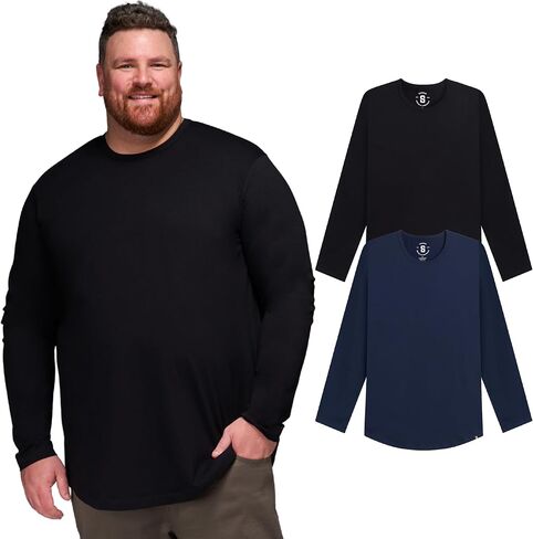 STRONGSIZE Men's Big and Tall Long Sleeve Shirts – Longer Length Long Sleeve Crewneck T-Shirt in Kuwait