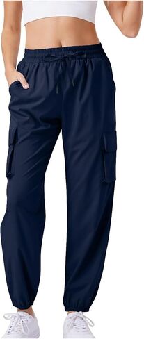 Hiking Pants Women Lightweight Quick Dry Cargo Pants High Waist Outdoor Travel Athletic Jogger Sweatpants with 4 Pocket in Kuwait