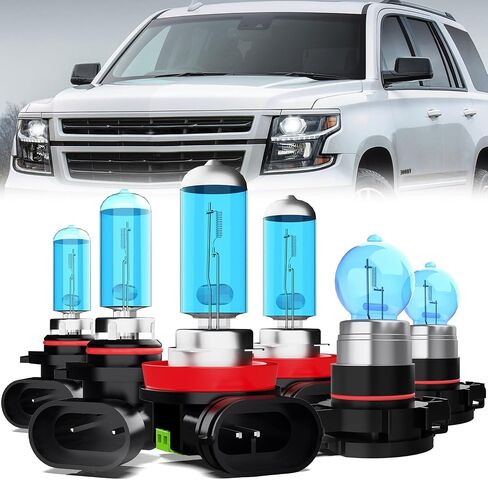 مصابيح المصابيح الأمامية متوافقة مع شيفروليه تاهو 2007-2014 ، 9005 شعاع مرتفع + H11 LOW BEAM + 5202 مصباح الضباب المصباح الهالوجين ، أبيض ساطع 6000K ، قابس ولعب ، حزمة 6 in Kuwait