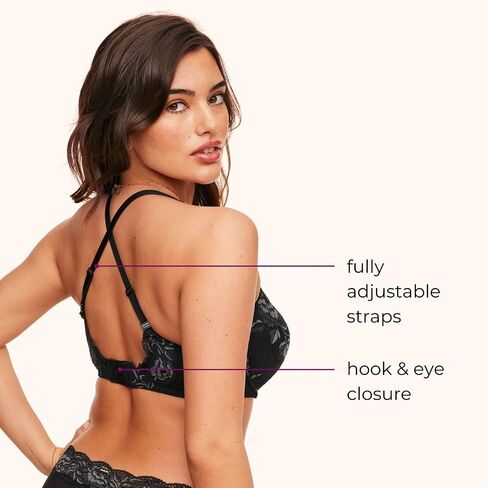Adore Me Jaya Plunge Push Up Bra - 30A -38DD underwire bra for Women مع أكواب الدانتيل والأشرطة القابلة للتحويل والقابلة للتعديل in Kuwait