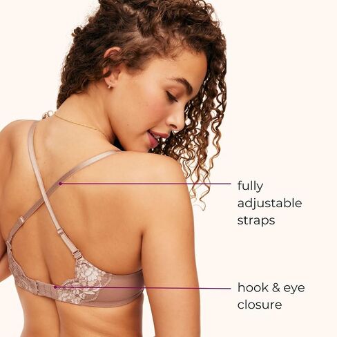 Adore Me Jaya Plunge Push Up Bra - 30A -38DD underwire bra for Women مع أكواب الدانتيل والأشرطة القابلة للتحويل والقابلة للتعديل in Kuwait