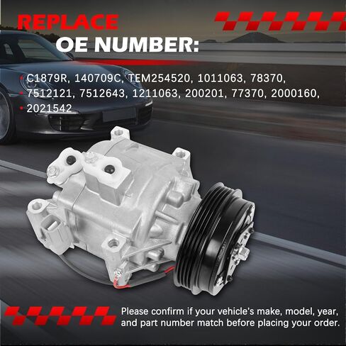 ضاغط التيار المتردد مع قابض من أجل Toyota Echo 1.5L L4 2000 2001 2002 2003 2004 2005 ، استبدال ضاغط تكييف الهواء لـ C1879R ، TEM254520 ، 140709C ، 1011063 ، 78370 ، 7512121 in Saudi Arabia