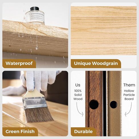 RICHFOCUS Rustic Wooden Floating Shelves for Wall - 30 Inch Wood Wall Shelves Set of 2-7.9 Inch Deep Solid Paulownia Wood Wall Mounted Shelves with Upgraded Metal Brackets for Room Decor, Natural in Kuwait