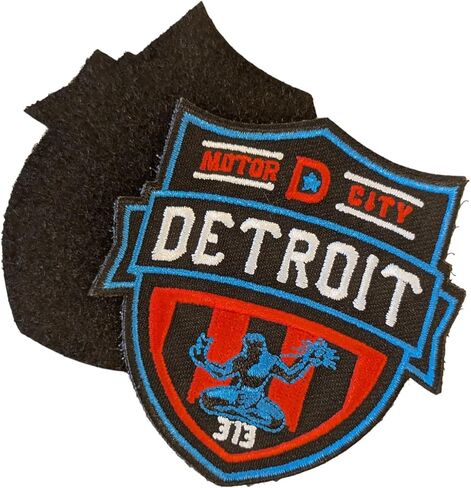 Detroit Shield 100 ٪ Patch Patch Iron OR ON ON ON SEMPROIDER 3 ″ Wide × 3 ″ in Kuwait