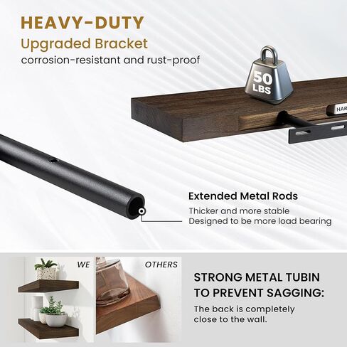 RICHFOCUS Rustic Wooden Floating Shelves for Wall - 30 Inch Wood Wall Shelves Set of 2-7.9 Inch Deep Solid Paulownia Wood Wall Mounted Shelves with Upgraded Metal Brackets for Room Decor, Natural in Kuwait