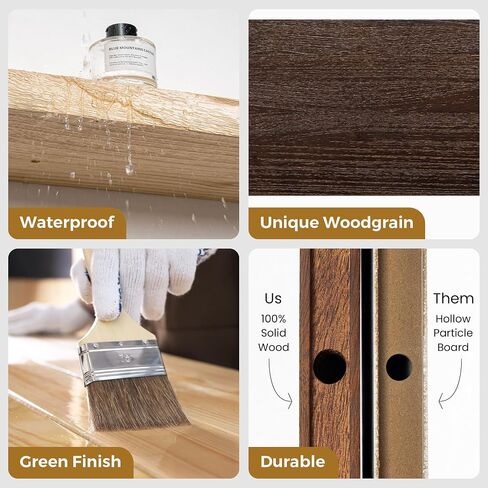 RICHFOCUS Rustic Wooden Floating Shelves for Wall - 30 Inch Wood Wall Shelves Set of 2-7.9 Inch Deep Solid Paulownia Wood Wall Mounted Shelves with Upgraded Metal Brackets for Room Decor, Natural in Kuwait