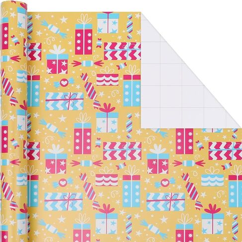 لف العاصفة عيد ميلاد سعيد ورقة التغليف - 3 لفات صغيرة 17 "× 120" - بني كرافت الورق لفة لفة للأطفال والفتيان والبنات in Saudi Arabia