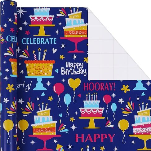 لف العاصفة عيد ميلاد سعيد ورقة التغليف - 3 لفات صغيرة 17 "× 120" - بني كرافت الورق لفة لفة للأطفال والفتيان والبنات in Saudi Arabia