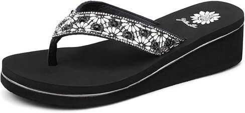 Yellow Box Women's Savira Wedge Sandal, Round Toe, 2 Inch Heel, 0.75 Inch Platform, Comfortable Flip-Flop in Saudi Arabia