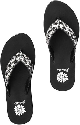 Yellow Box Women's Savira Wedge Sandal, Round Toe, 2 Inch Heel, 0.75 Inch Platform, Comfortable Flip-Flop in Saudi Arabia