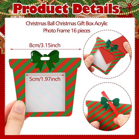 16 Pcs Acrylic Christmas Photo Ornaments Christmas Ball Picture Frame Ornaments Hanging Christmas Photo Ornament Christmas Picture Holder with Bows for Christmas Tree Stockings Decorations in Kuwait