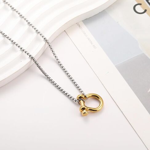 قلادة Kurtcb Carabiner 14k الذهب مطلي بالفولاذ المقاوم للصدأ مقلمة مكتنزة للنساء الرجال in Kuwait