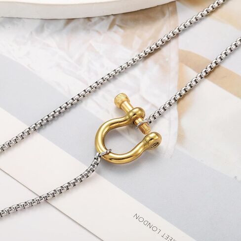 قلادة Kurtcb Carabiner 14k الذهب مطلي بالفولاذ المقاوم للصدأ مقلمة مكتنزة للنساء الرجال in Kuwait