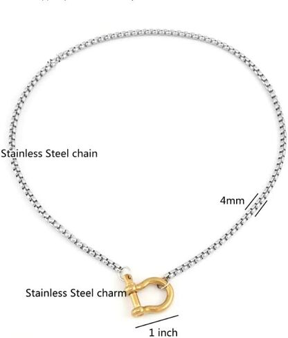 قلادة Kurtcb Carabiner 14k الذهب مطلي بالفولاذ المقاوم للصدأ مقلمة مكتنزة للنساء الرجال in Kuwait