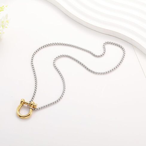 قلادة Kurtcb Carabiner 14k الذهب مطلي بالفولاذ المقاوم للصدأ مقلمة مكتنزة للنساء الرجال in Kuwait