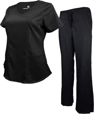 Natural Uniforms Women's Ultra Soft Modern Fit Mock Wrap Work Uniform Top and Pant Set 8201-9200 in Saudi Arabia