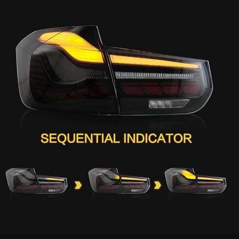 VLAND OLED TAIL LITGLESS ANDREWBLY FOR BMW M3 / 3 Series F30 F35 F80 SEDAN 6th Gen 2012-2018 ، مصباح خلفي مطور مع Dragon Scales DRL ، Smoked in Kuwait