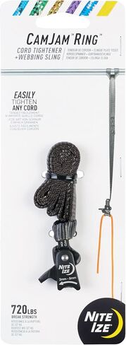 Nite Ize CamJam Ring Ring Tightener & 18" Webbing Sling - Features Pull-to-Tighten Lock & Quick-Release Lever - 400 lb Working Load Limit & 1200 lb Break Strength - Fits Ropes 3–9mm - Large in Saudi Arabia