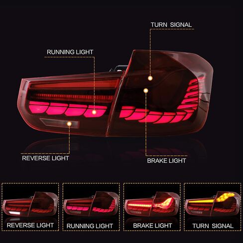 VLAND OLED TAIL LITGLESS ANDREWBLY FOR BMW M3 / 3 Series F30 F35 F80 SEDAN 6th Gen 2012-2018 ، مصباح خلفي مطور مع Dragon Scales DRL ، Smoked in Kuwait
