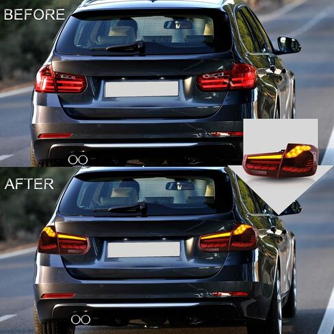 VLAND OLED TAIL LITGLESS ANDREWBLY FOR BMW M3 / 3 Series F30 F35 F80 SEDAN 6th Gen 2012-2018 ، مصباح خلفي مطور مع Dragon Scales DRL ، Smoked in Kuwait