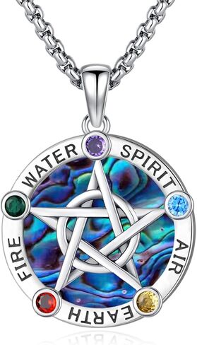 قلادة Eusense Pentagram للنساء الرجال الفضة الاسترليني 925 Pendacle Star Witch Wiccan Pagan Jewelry Stars Netclaces in Saudi Arabia
