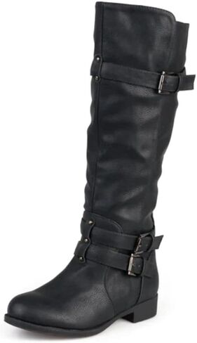 Journee Womens Bite Wide Calf Stacked Heel Riding Boots in Saudi Arabia