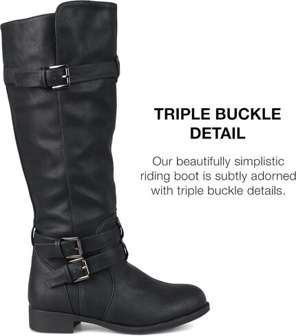 Journee Womens Bite Wide Calf Stacked Heel Riding Boots in Saudi Arabia