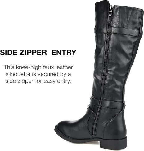 Journee Womens Bite Wide Calf Stacked Heel Riding Boots in Saudi Arabia