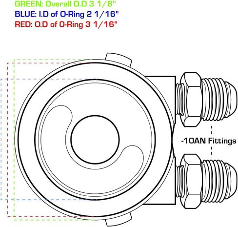 GlowShift Oil Cooler Sandwich Plate Thread Adapter - 3/4-16 Thread - Install Oil Pressure & Temperature Sensors - Includes O-Ring, Port Plugs & Oil Feed/Return Line Fittings in Saudi Arabia