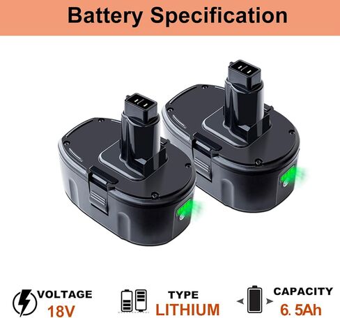 6.5Ah DC9096 DC9098 Battery Replacement for Dewalt 18V XPR Battery Compatible with DC9099 DE9039 DE9095 DE9096 DE9098 DW9095 DW9096 DW9098 DE9503 (2Pack) in Kuwait