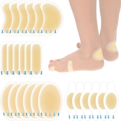 24pcs plister pad ، وسائد نفطة للقدم ، وسادات بثور مقاومة للماء ، ومنصات الوقاية من الكعب والاسترداد ، وضمادات هلام للقدم ، وأصابع القدم ، والكعب (حزمة متنوعة) in Saudi Arabia