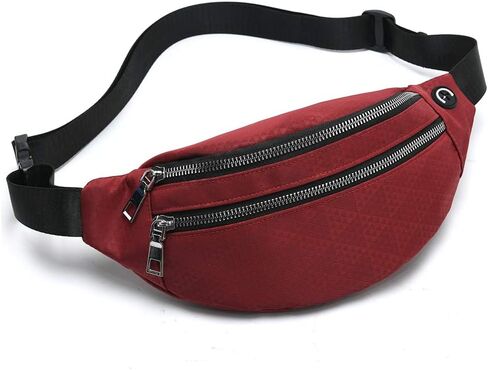 حقيبة الخصر MOCE للرجال والنساء، حقيبة أنيقة مقاومة للماء مع حزام قابل للتعديل للسفر والمشي لمسافات طويلة والجري والرياضات الخارجية. (مموه أحمر) in Kuwait