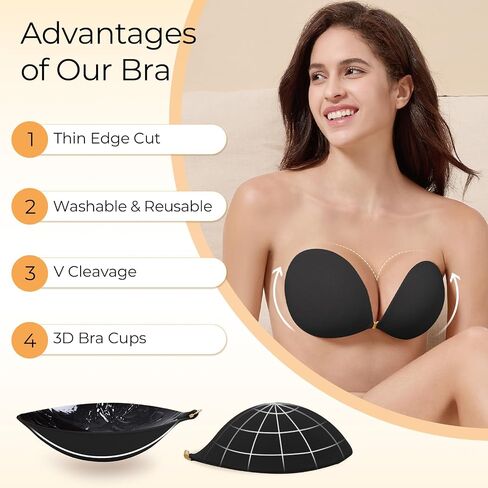 Sticky Push Up Bra Strapless Adhesive Invisible Bra for Women, Stick-On Support for Backless Dresses & Tops in Kuwait