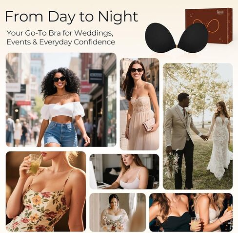 Sticky Push Up Bra Strapless Adhesive Invisible Bra for Women, Stick-On Support for Backless Dresses & Tops in Kuwait