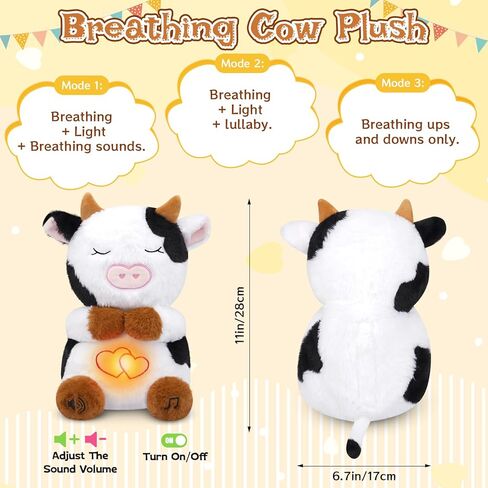 تنفس حيوان محشوة ، 10 بوصة من عيد الفصح أبيض أفخم محشوة بإضاءة موسيقى سليمة مريحة ، هدية أرنب نوم ، نوم ، نوم ، هدية عيد الفصح للأطفال ، والطفل ، والأولاد والبنات in Kuwait