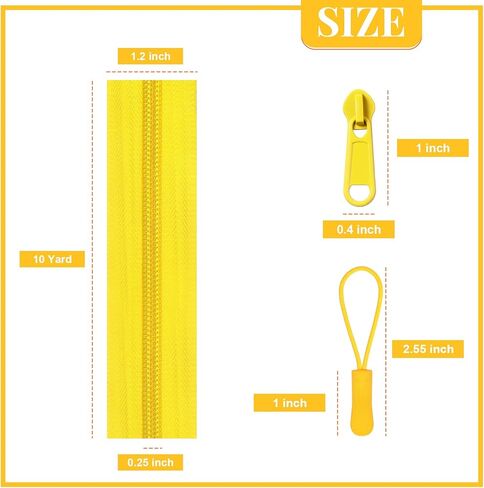 Juexica 10 Yards #5 White Nylon Coil Zippers with 30 Pieces Sliders 30 Zipper Pulls for Replacement Sewing DIY Sewing Tailor Craft Bag Garment Home Textile in Kuwait