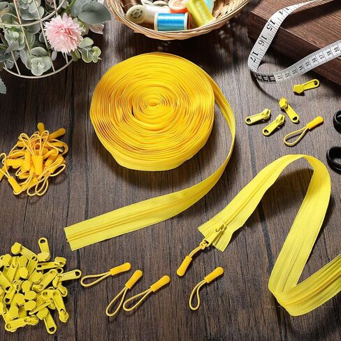 Juexica 10 Yards #5 White Nylon Coil Zippers with 30 Pieces Sliders 30 Zipper Pulls for Replacement Sewing DIY Sewing Tailor Craft Bag Garment Home Textile in Kuwait