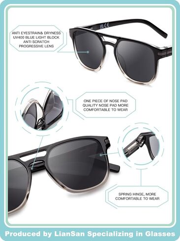 LianSan Double Bridge Full Readers Sunglasses for Women - Stylish Reading Sunglasses with Readers Built in with Spring Hinge in Kuwait