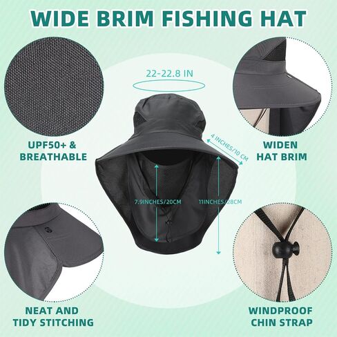 Cuffbow 4 PCS MANS Outdoor Wide Brim Fishing Hat with Face and Neck Cover Cover Capty Cap UPF 50+ HOPERERMAN HAT for Women in Kuwait
